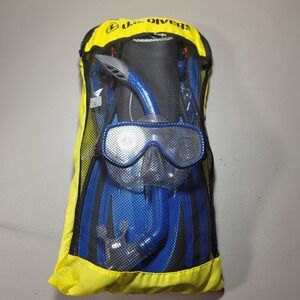 US Divers Snorkel Set Mask Fins Snorkel Bag Adult Blue